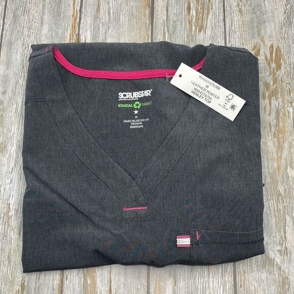 Women’s Scrubs Short Sleeve Top Shirt & Jogger Pants With Retractable Lanyard M - Picture 2 of 15